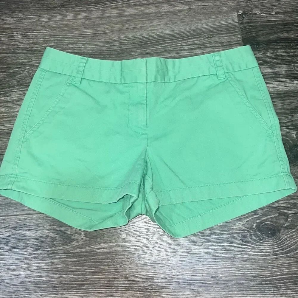 J Crew Womens Shorts Green Chino Low Rise 3" Inseam